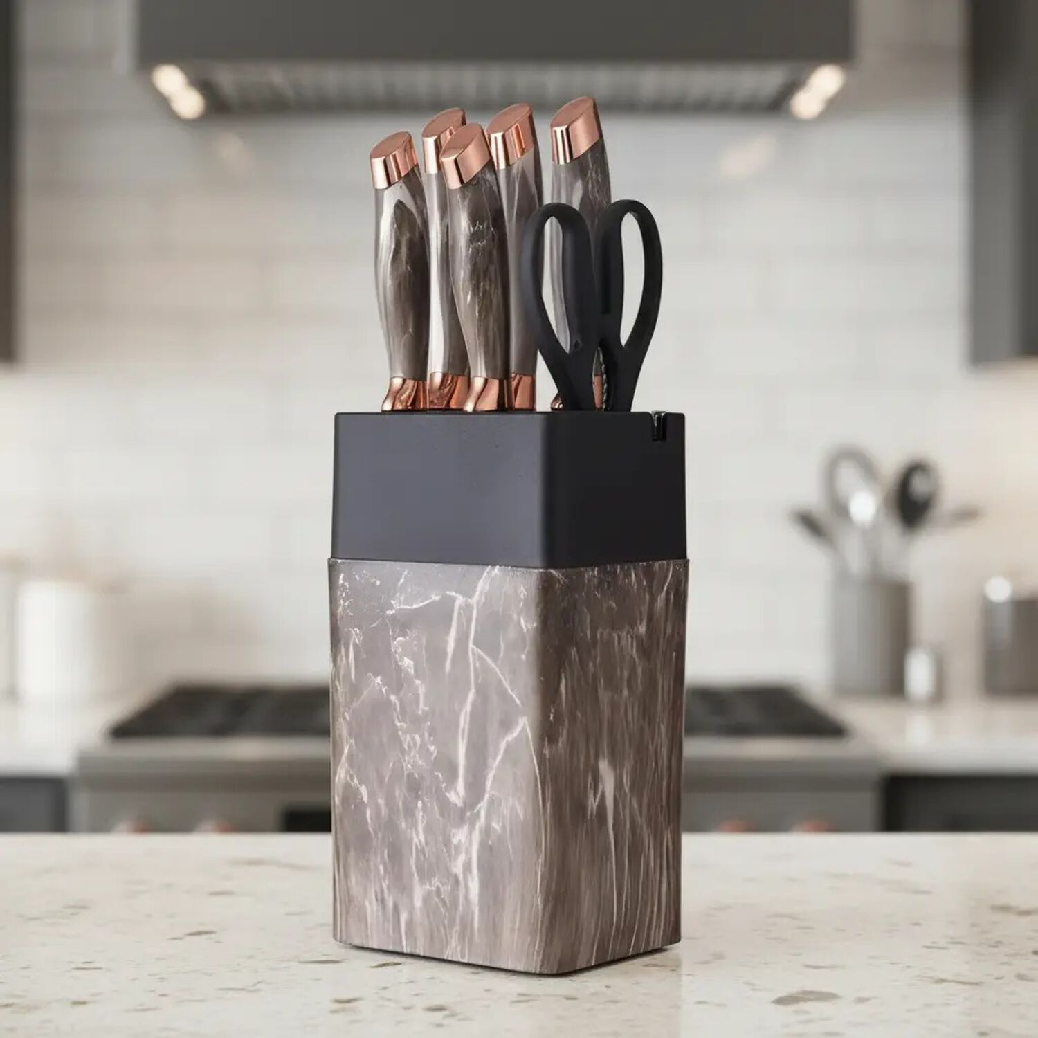 Set De Cuchillos De Cocina Marble Lux Base Rectangular Marble Taupe image number 0.0