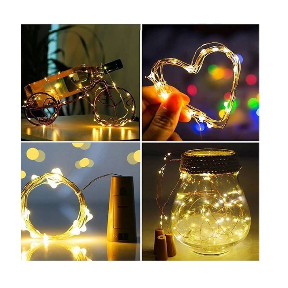 Luz Hada Tipo Corcho 1mt Alambre Guirnaldas Led Con Pilas Para Decoraci&oacute;n Para Botella U Otros Usos Con 3 Pilas Lr44 Inclu&iacute;das image number 9.0