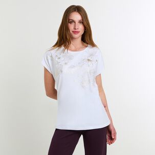 Polera Estampado Focalizado Manga Corta Cuello Redondo Mujer Lesage