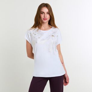Polera Estampado Focalizado Manga Corta Cuello Redondo Mujer Lesage