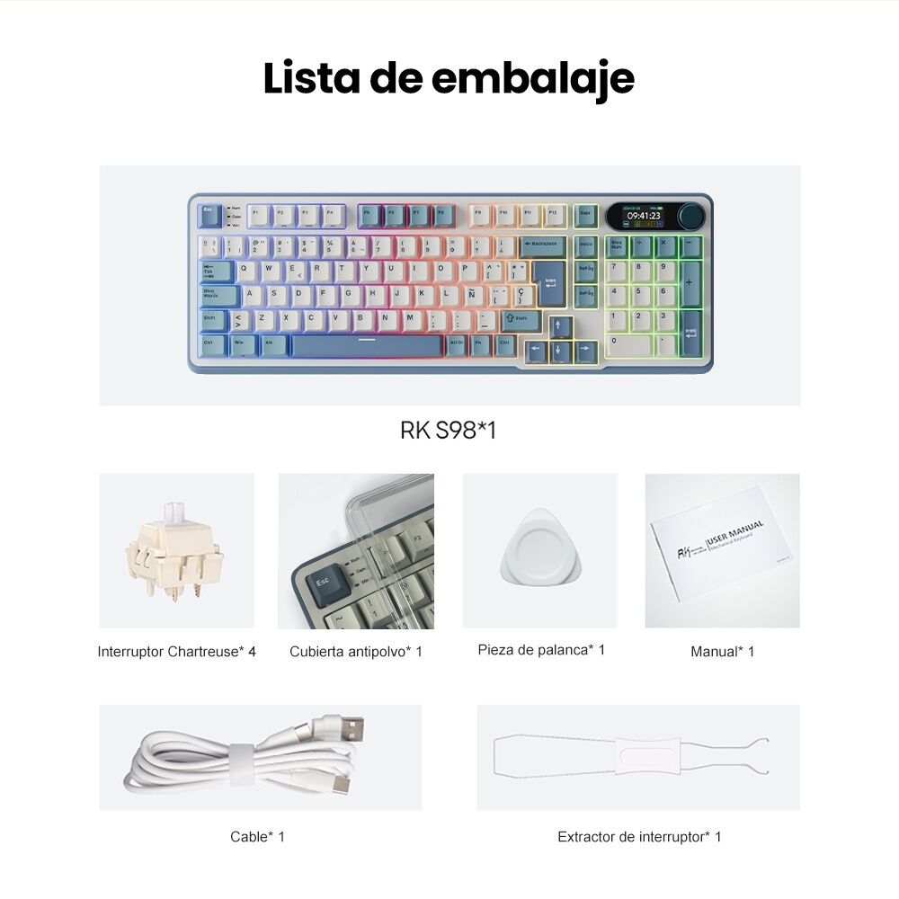 Teclado Mecánico Inalámbrico Rks98 Light Cloud Español 96% image number 7.0