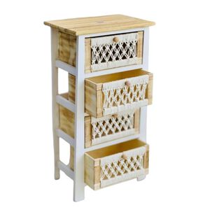 Cajonera De Madera R&uacute;stica Y Crochet 4 Cajones