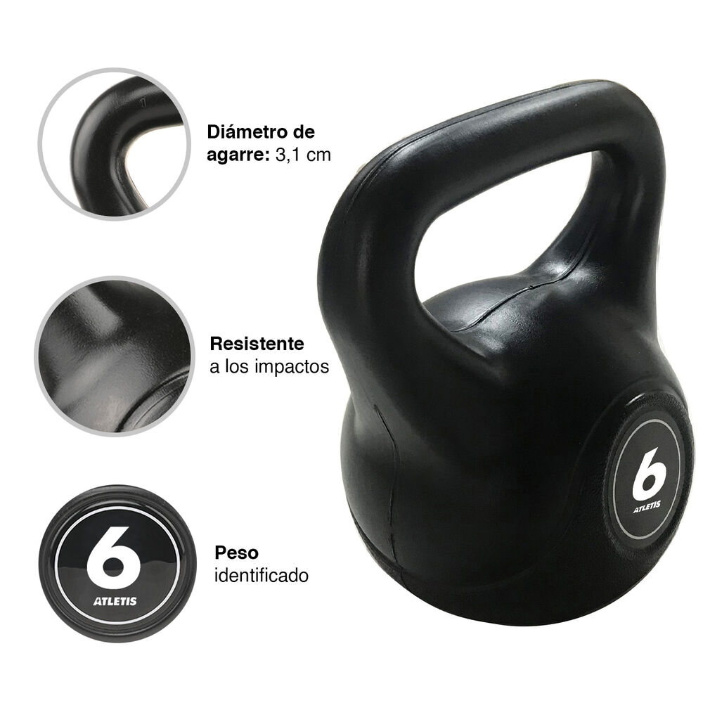 Kettlebell Mancuerna Pesa Rusa Cemento 6 Kg Negro image number 3.0