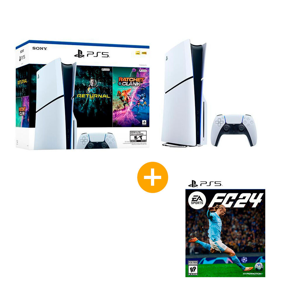 Consola PS5 Sony Slim Disco + Juego Returnal + Juego Ratchet & Clank + Juego PS5 FC 24 image number 0.0