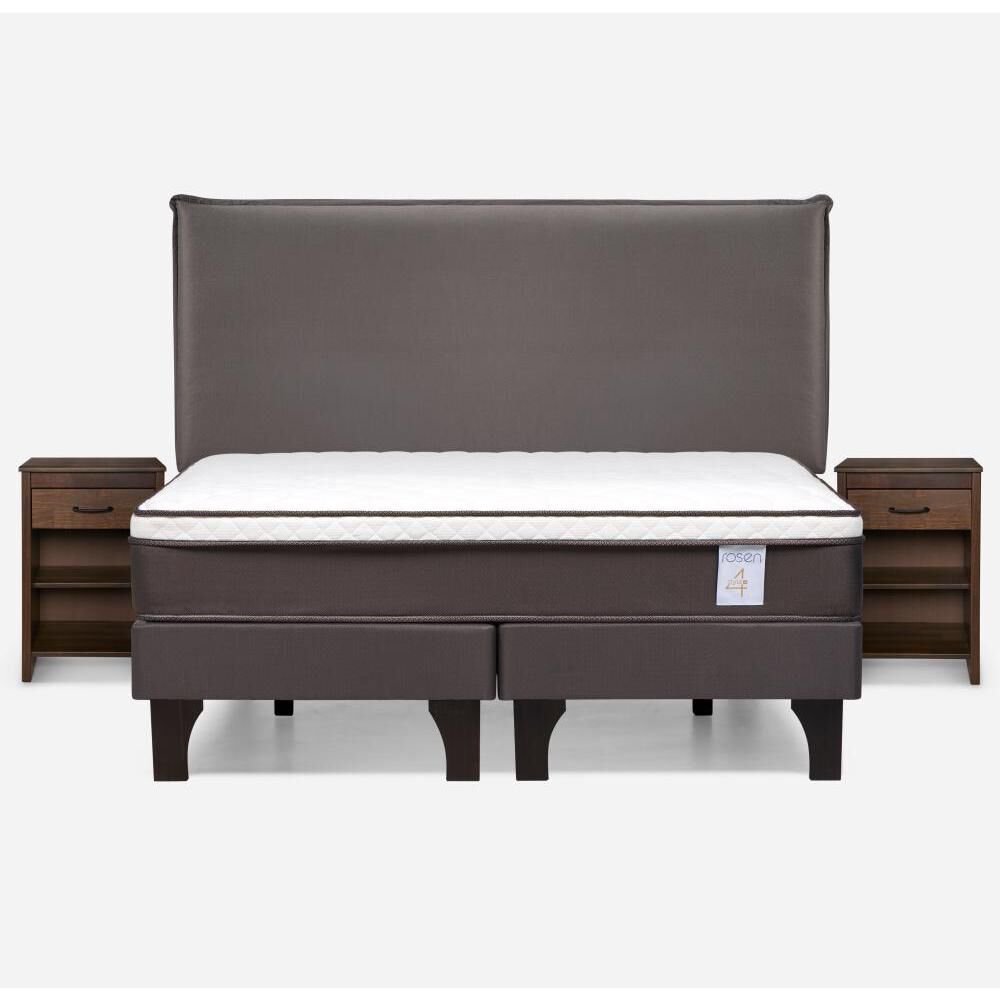 Cama Europea Rosen New Style 4 Plus / King / Base Dividida  + Set Maderas Maurice Chocolate image number 0.0