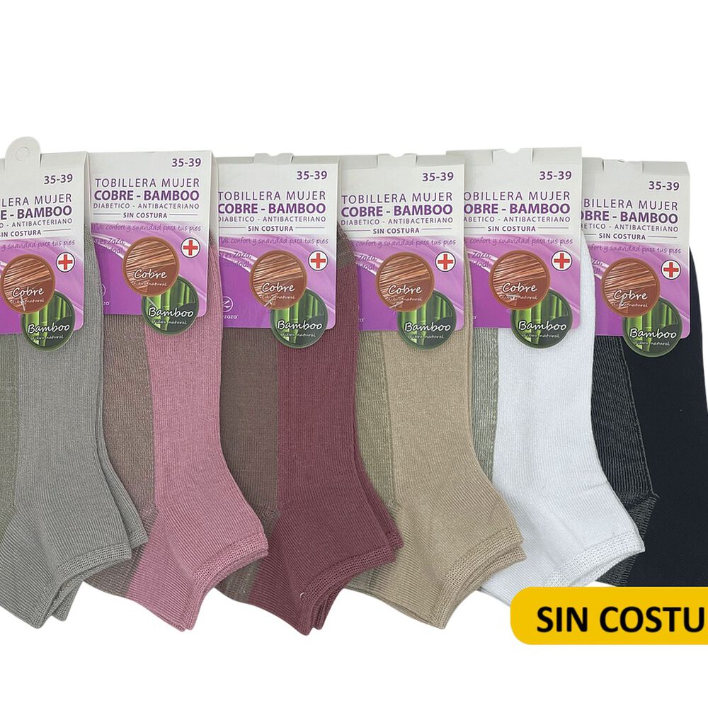 Calcetas Tobilleras Sin Costuras Para Mujer Con Bambu Y Cobre - 6 Pares image number 1.0