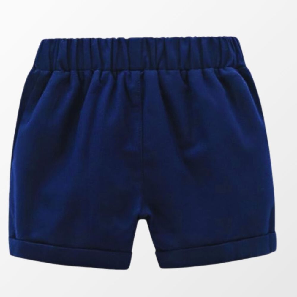 Conjunto De Vestir Niño Body Estilo Camisa Y Pantalón Corto 6 A 24 Meses Rayas Azules image number 6.0