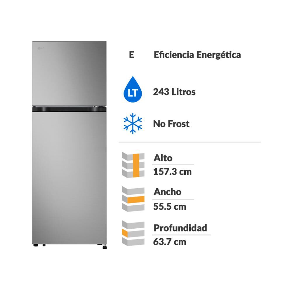 Refrigerador Top Freezer LG VT24BPY.APYPECL / No Frost / 243 Litros / E image number 1.0