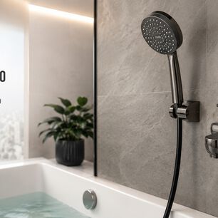 Monomando Llave Grifo Para Tina Ducha Modelo Arona Marca Stretto Color Negro Onyx