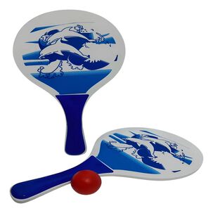Set De Paletas De Playa Madera Mediana + 1 Pelota