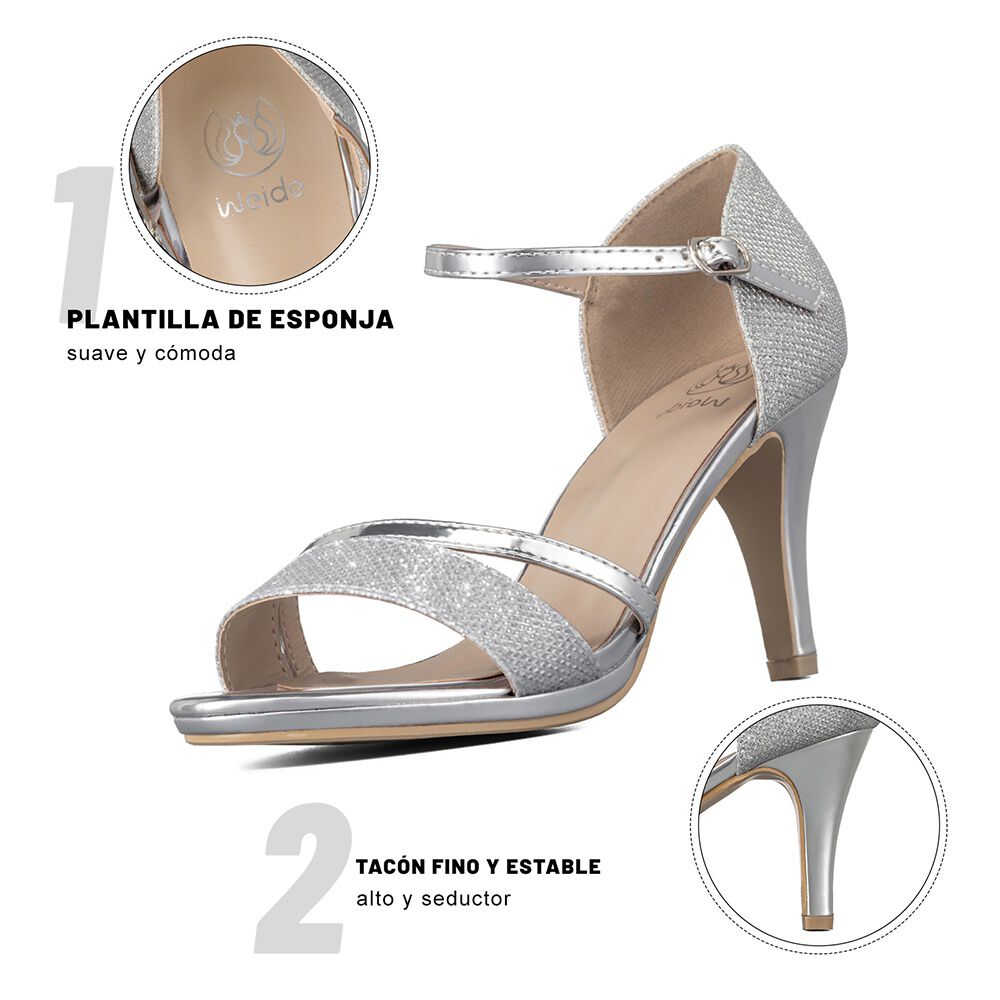 Sandalia Taco Plateado Fiesta Qiu285 Weide image number 6.0