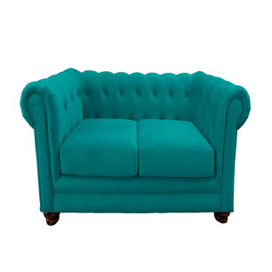 Sofa Florencia 2 Cuerpos Tela Velvet Turquesa