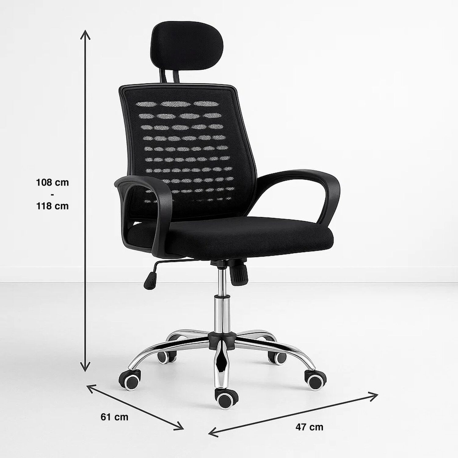 Silla Oficina Simply Mesh Negra Con Apoyabrazos Y Cabeza image number 3.0