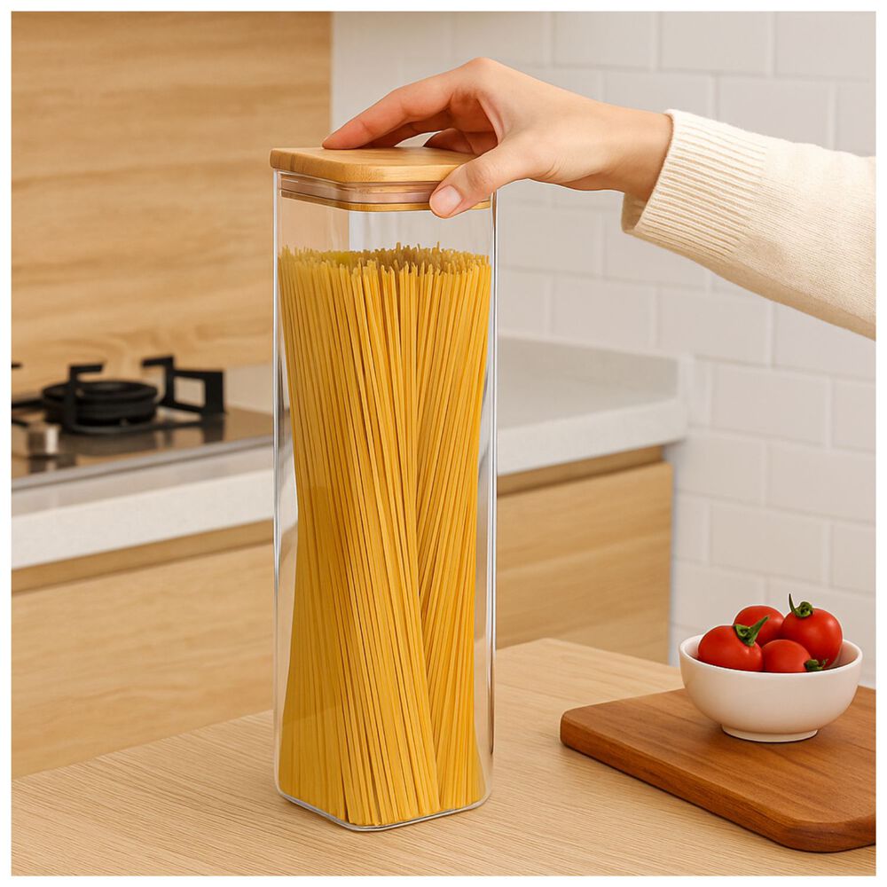 Set 2 Frascos Hermeticos Cuadrado 2400ml Vidrio 25cm Bambú image number 0.0