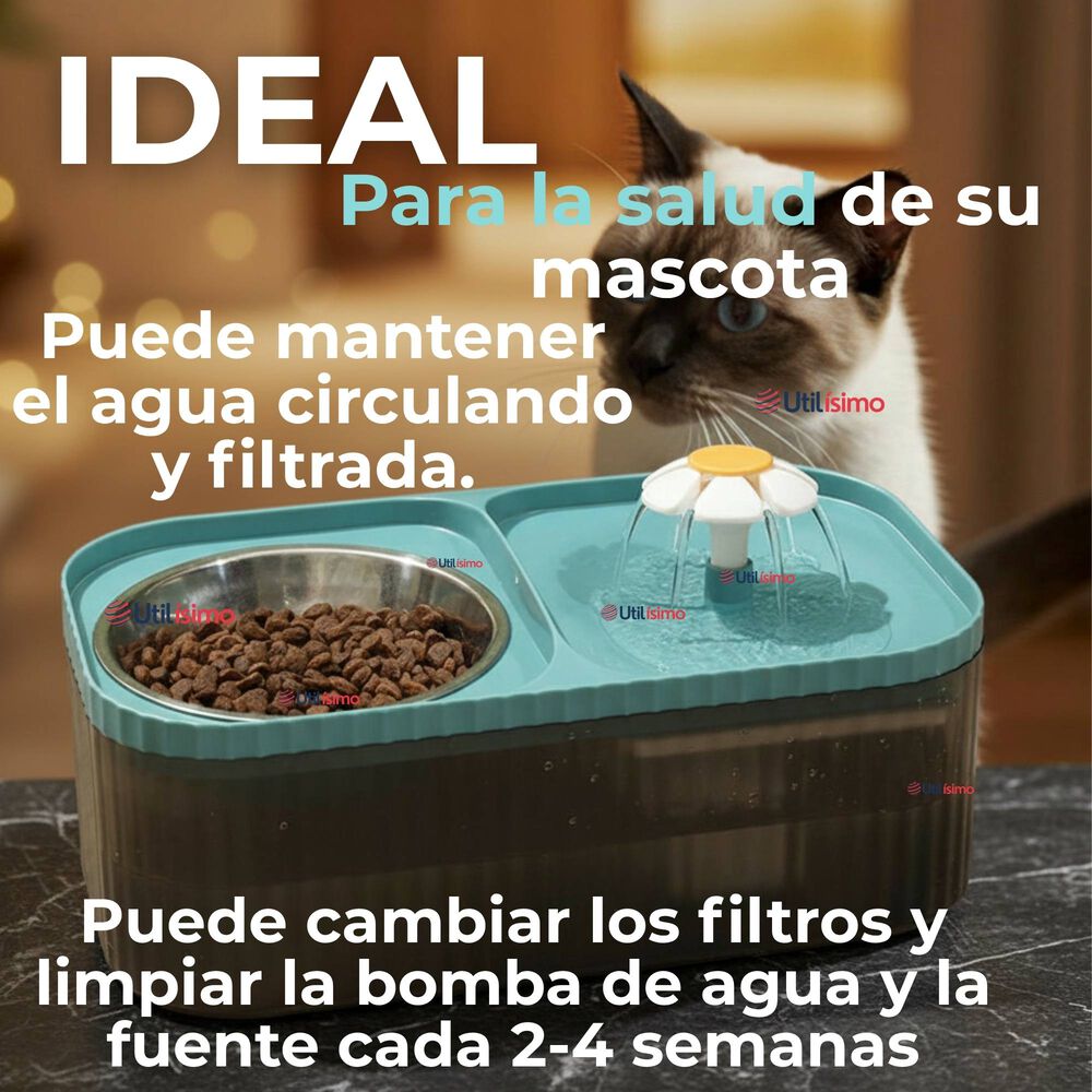 Fuente De Agua Bebedero 2 En 1 Eléctrico Para Gatos 3 Litros image number 7.0