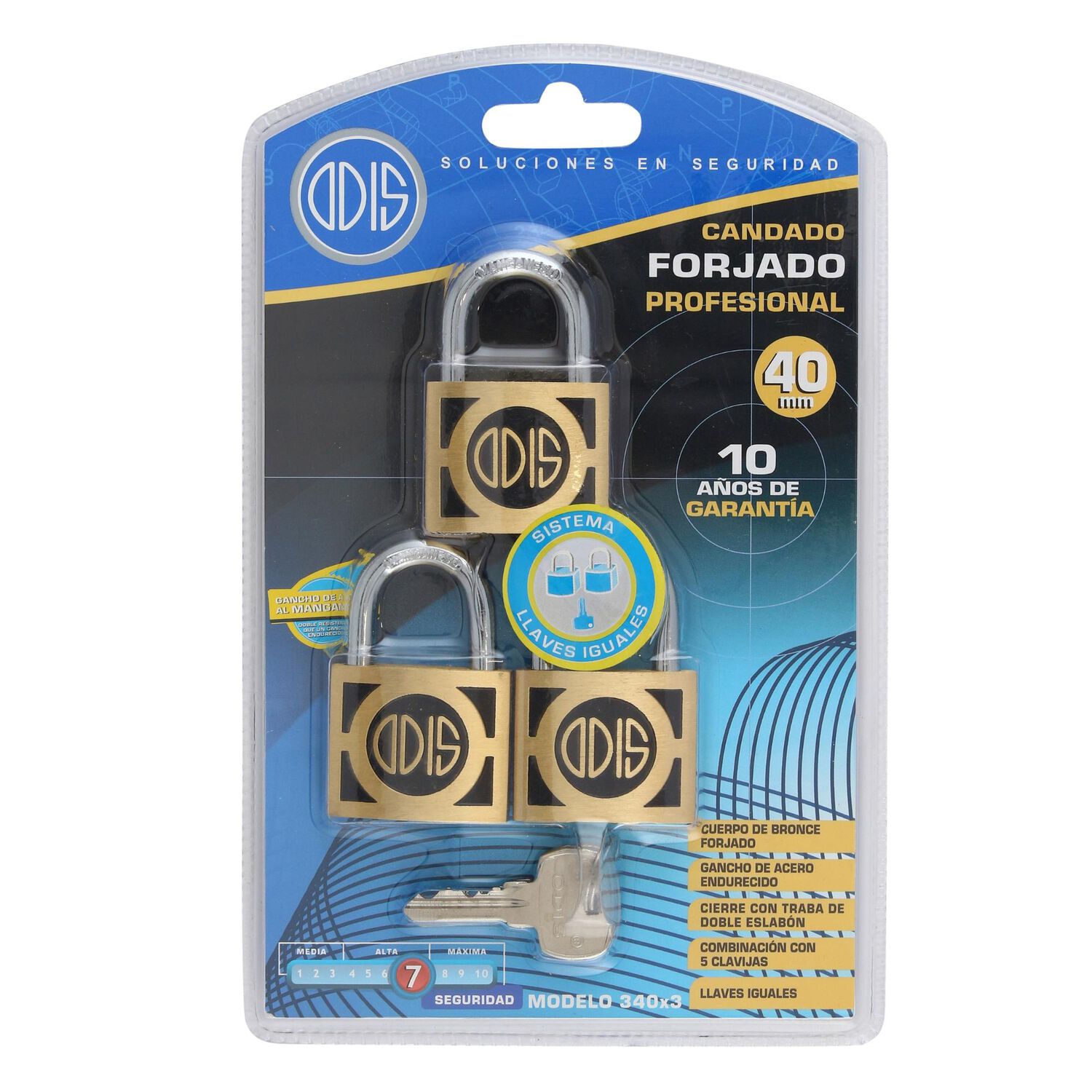 Pack 3 Candados Odis 340 40mm - Llaves Iguales image number 7.0
