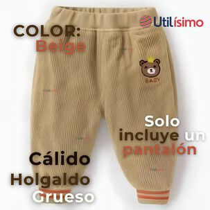Buzo Cotelé Bebé Niño Forrado En Polar Beige Pantalón