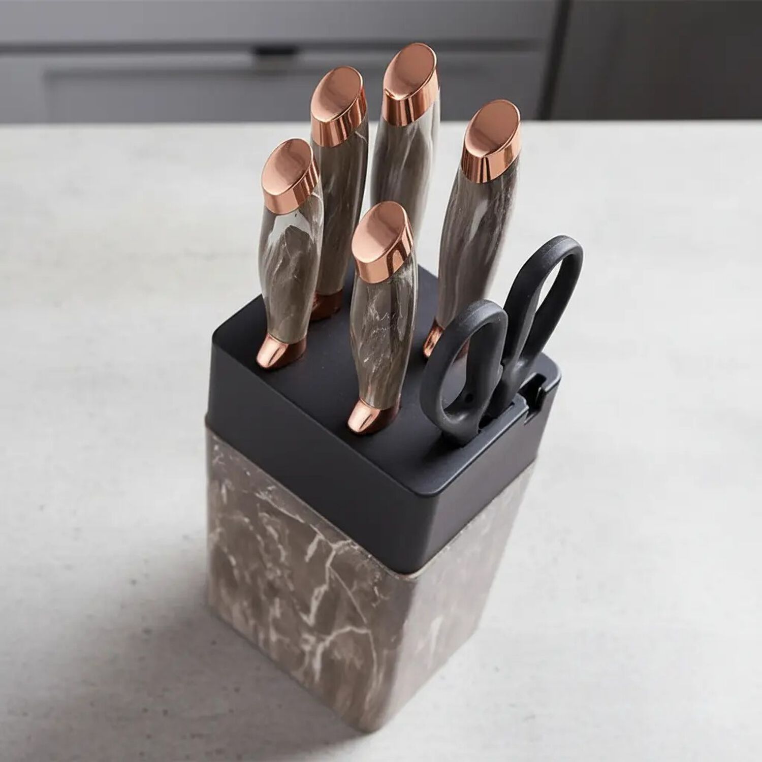 Set De Cuchillos De Cocina Marble Lux Base Rectangular Marble Taupe image number 4.0