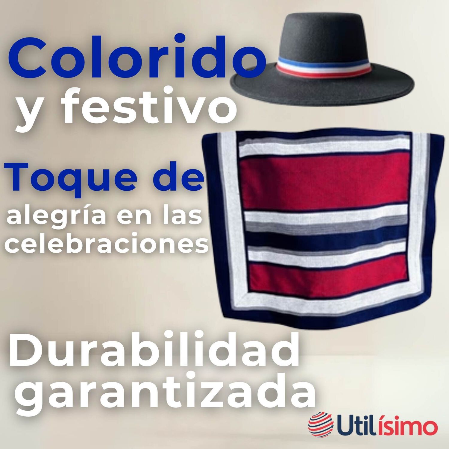 Poncho Manta Huaso Cueca Fiestas Patrias Para Ni&ntilde;os image number 7.0