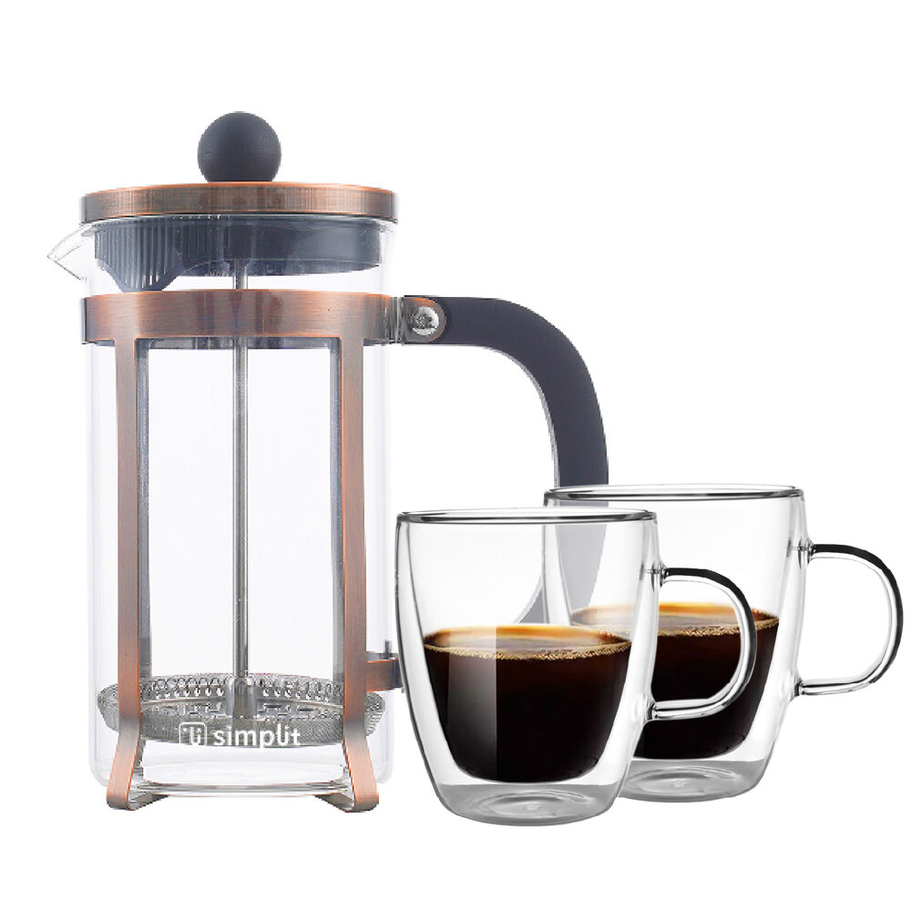 Pack Cafetera Francesa 600 Ml + Set 2 Tazas 350 Ml Simplit image number 0.0