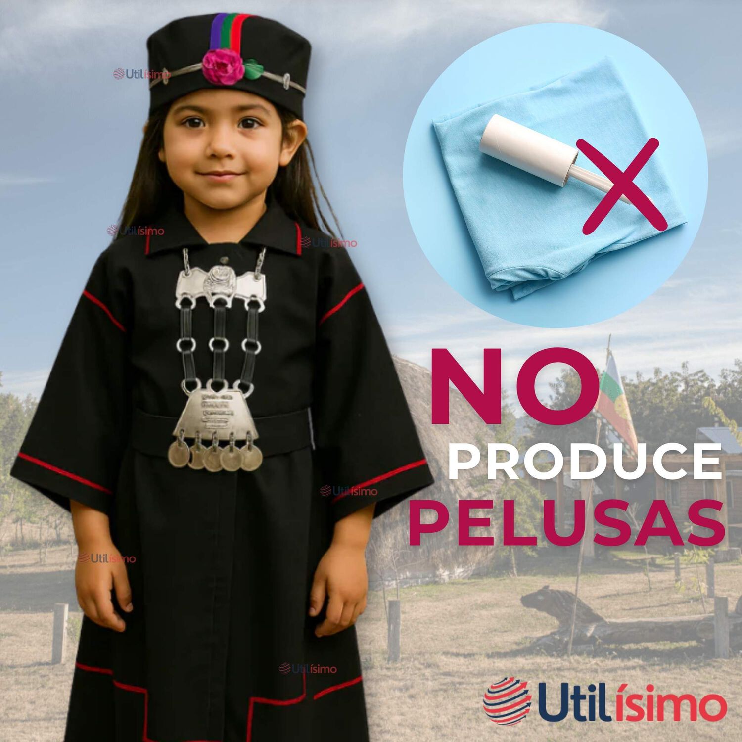 Traje Vestido Mapuche Ni&ntilde;a Incluye Trapelacucha 4 A&ntilde;os Hasta Talla S Vestimenta T&iacute;pica image number 9.0
