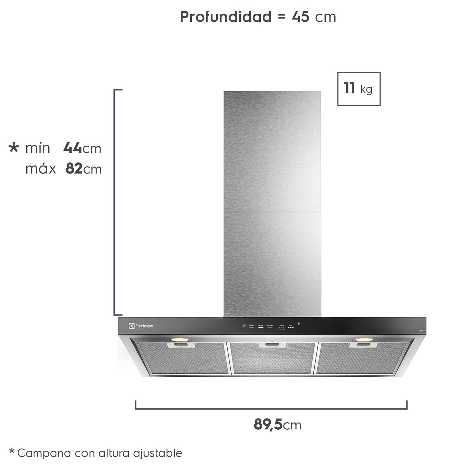 Campana Cocina Decorativa Electrolux Pared 90cm Timer Ce9tf image number 2.0