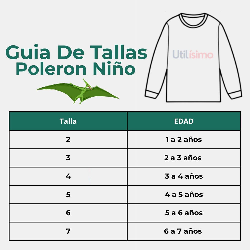 Poler&oacute;n Ni&ntilde;o Manga Larga 100% Algod&oacute;n Verde Dinosaurio image number 2.0