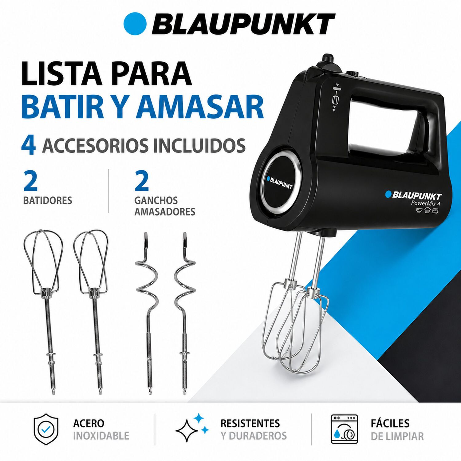 Batidora De Mano Power Mixer 500w De 5 Velocidades + Turbo image number 4.0