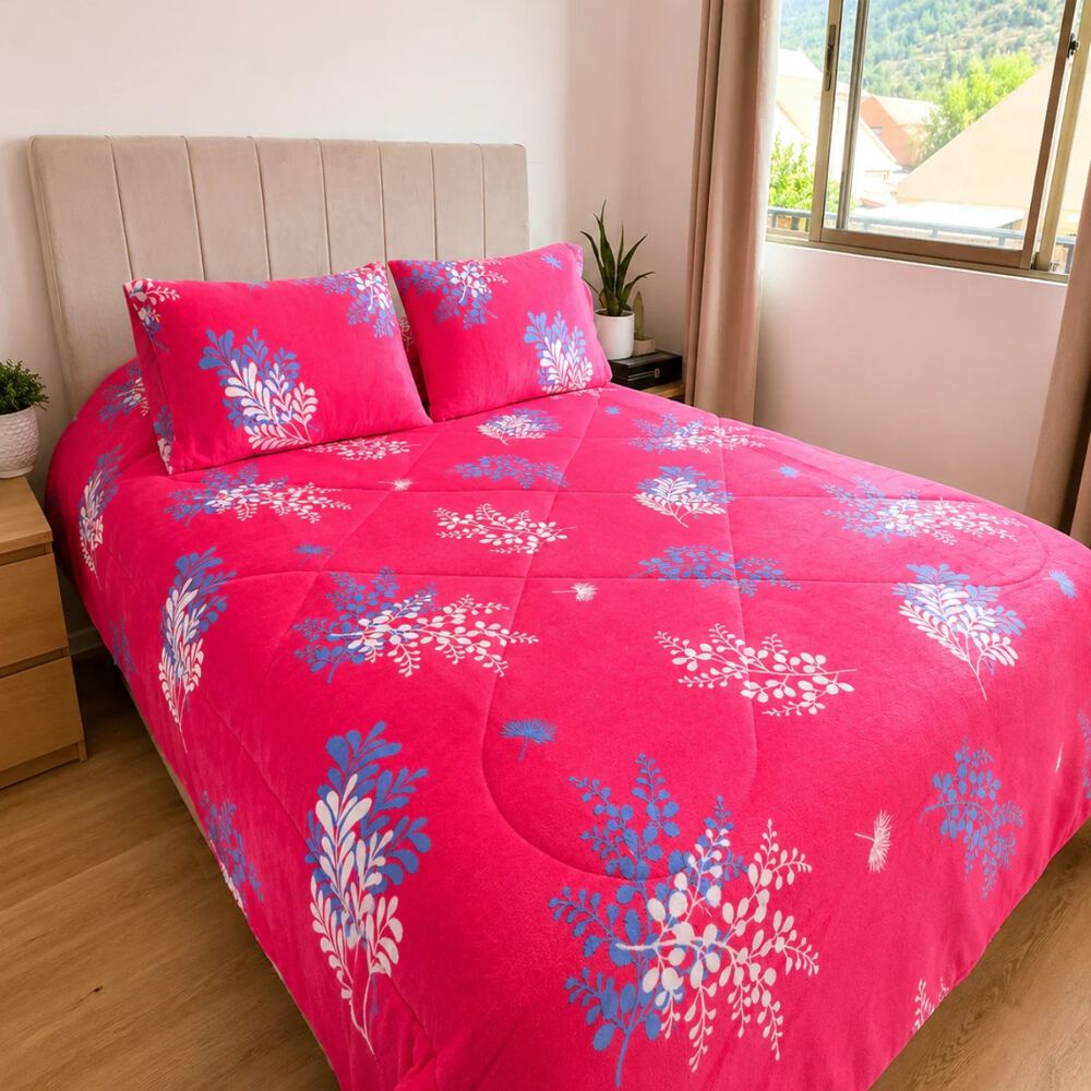 Cubrecama 2 Plazas Polar Con Chiporro Fucsia Floral - 230x250 Cm image number 0.0