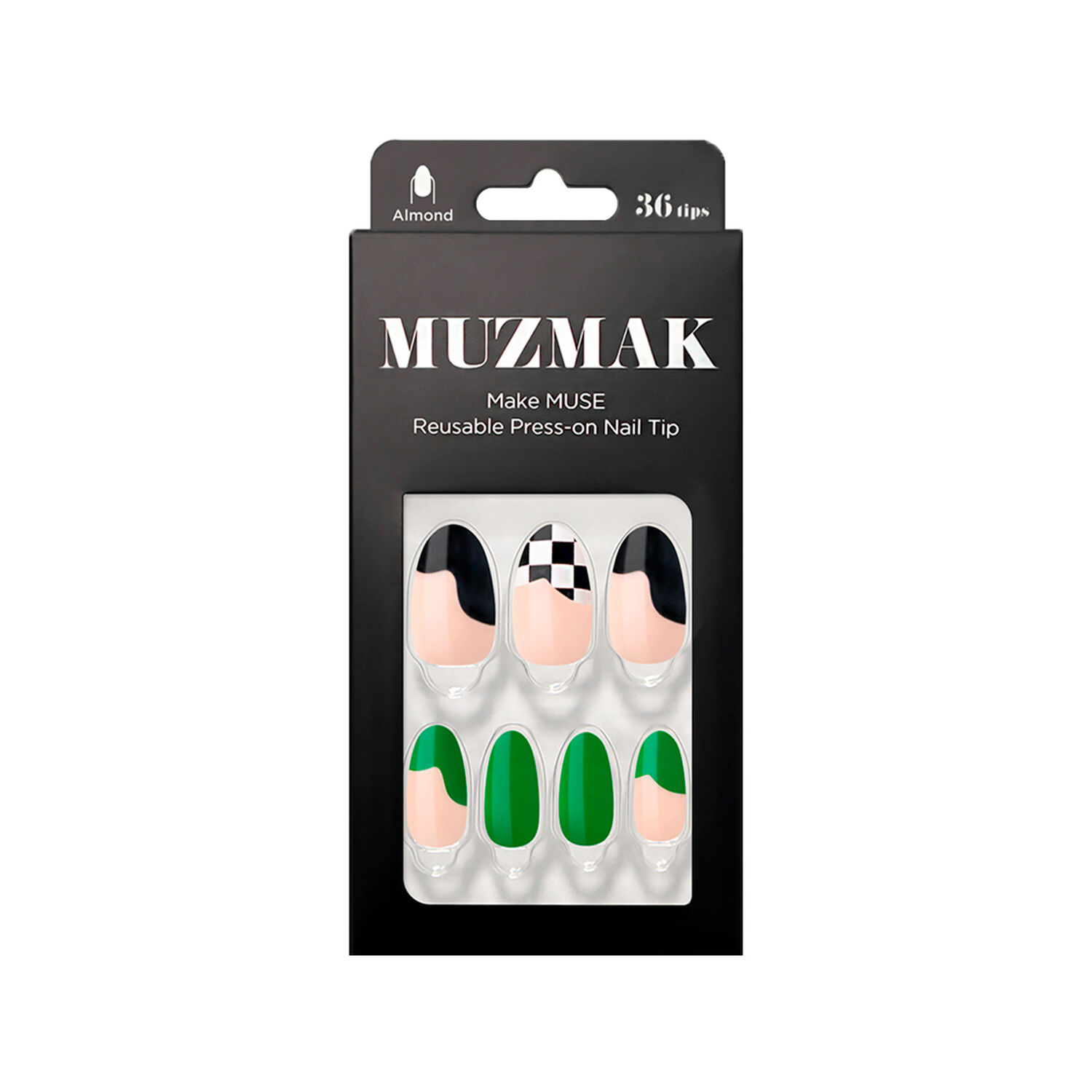 Muzmak - U&ntilde;as Press On Green Wave Almond 36 U. image number 0.0