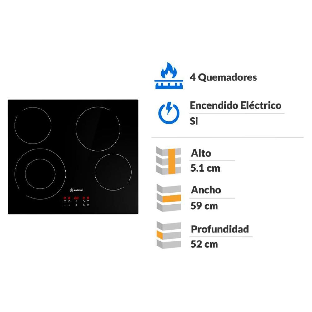 Encimera Vitrocer&aacute;mica Mademsa Vm4tr 4 Quemadores image number 1.0