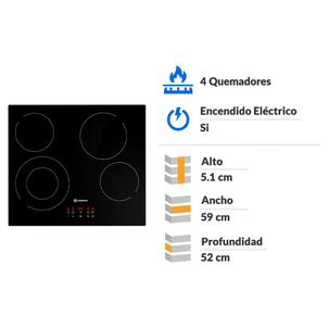Encimera Vitrocer&aacute;mica Mademsa Vm4tr 4 Quemadores