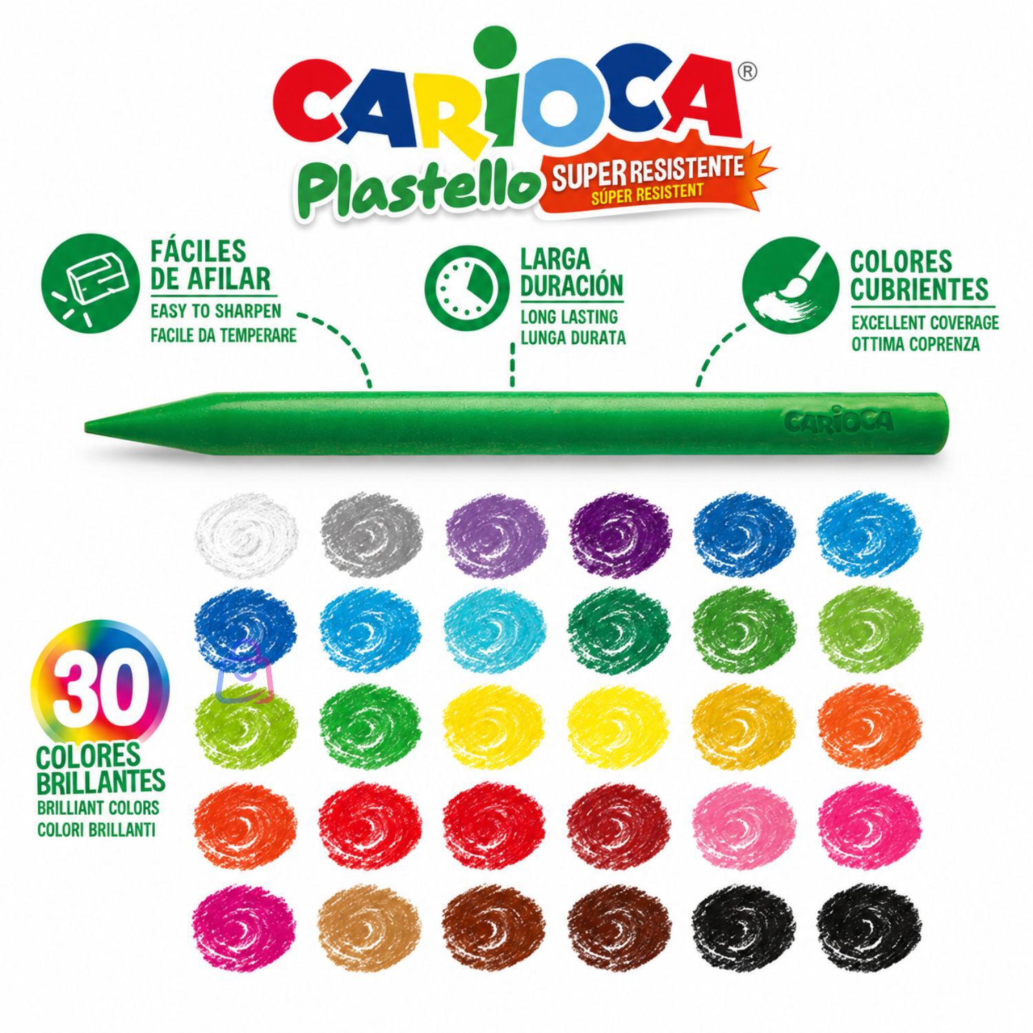 Crayones Carioca Plastello 30 Colores Lavables - Ps image number 1.0