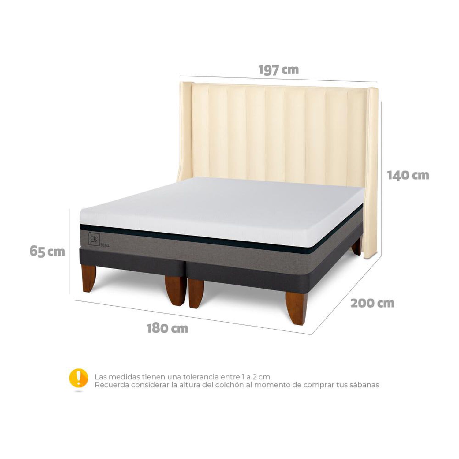 Cama Europea Cic Balance / King / Base Dividida + Respaldo image number 6.0