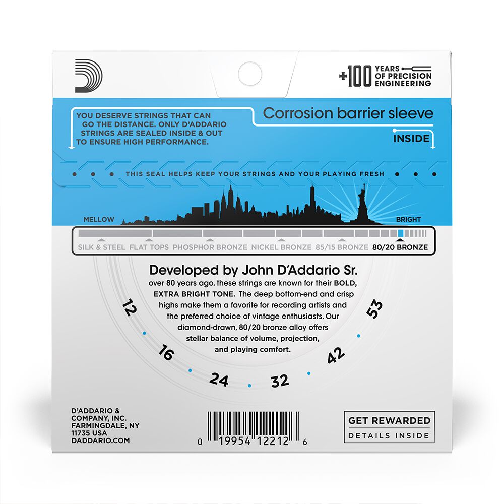 Set Cuerdas Guitarra Acústica 12-53 Ej11 Daddario image number 2.0