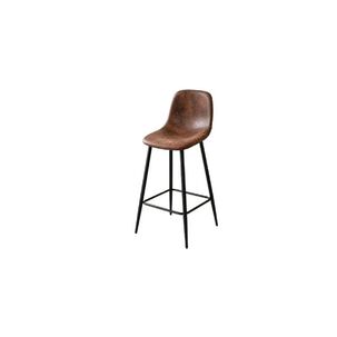 Pack 4 Taburete Alto Vintage 64 Cm Efecto Cuero Caf&eacute; Con Patas Negras