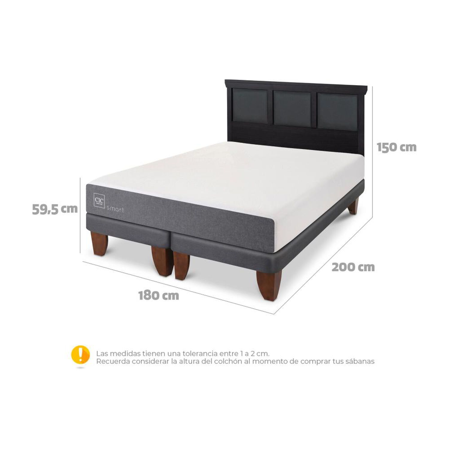 Cama Europea Cic Smart / King / Base Dividida + Respaldo image number 5.0