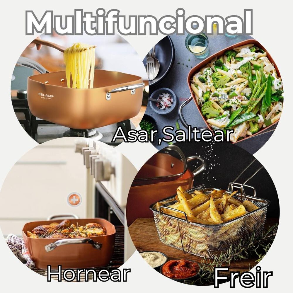 Sartén Antiadherente De Cobre Multiuso 3 En 1 Cesta Para Freír Vaporera image number 3.0
