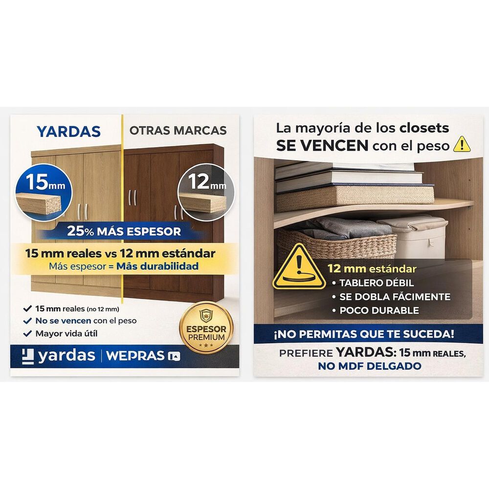 Closet Yardas Leticia Blanco 1x4 3 Puertas 2 Cajones image number 3.0