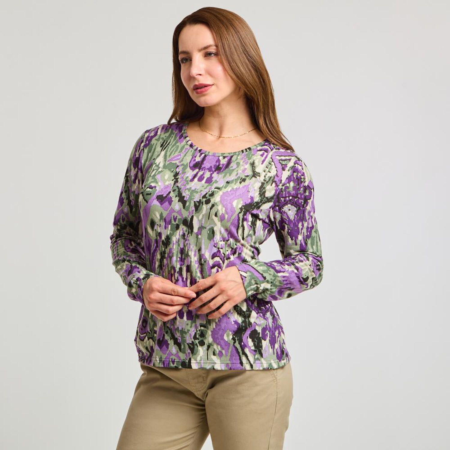 Sweater Print Regular Manga Larga Cuello Redondo Mujer Geeps image number 2.0