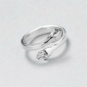 Anillo Abrazo Plata Real Sterlina 925 Abrazo Amor Joyeria Fina Retro Anillo De Moda/talla 11
