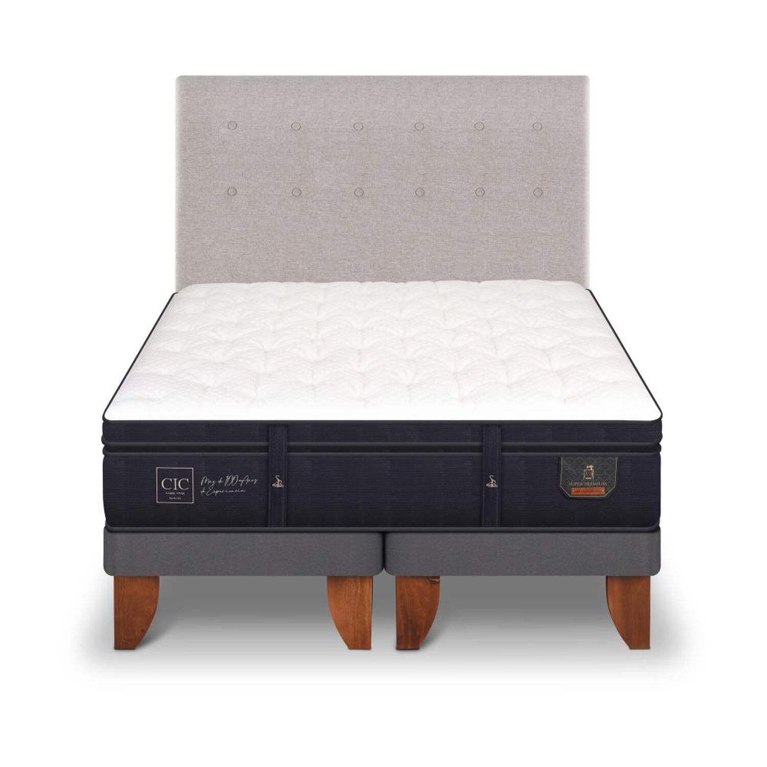 Cama Europea Cic Super Premium / 2 Plazas / Base Dividida + Respaldo image number 0.0