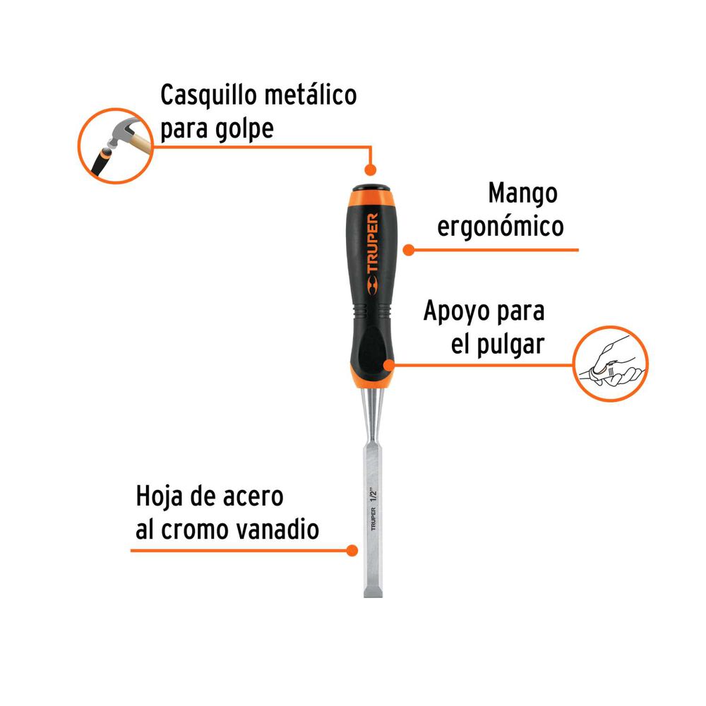 Formón Mango Confort Grip 1/2" - Truper image number 1.0