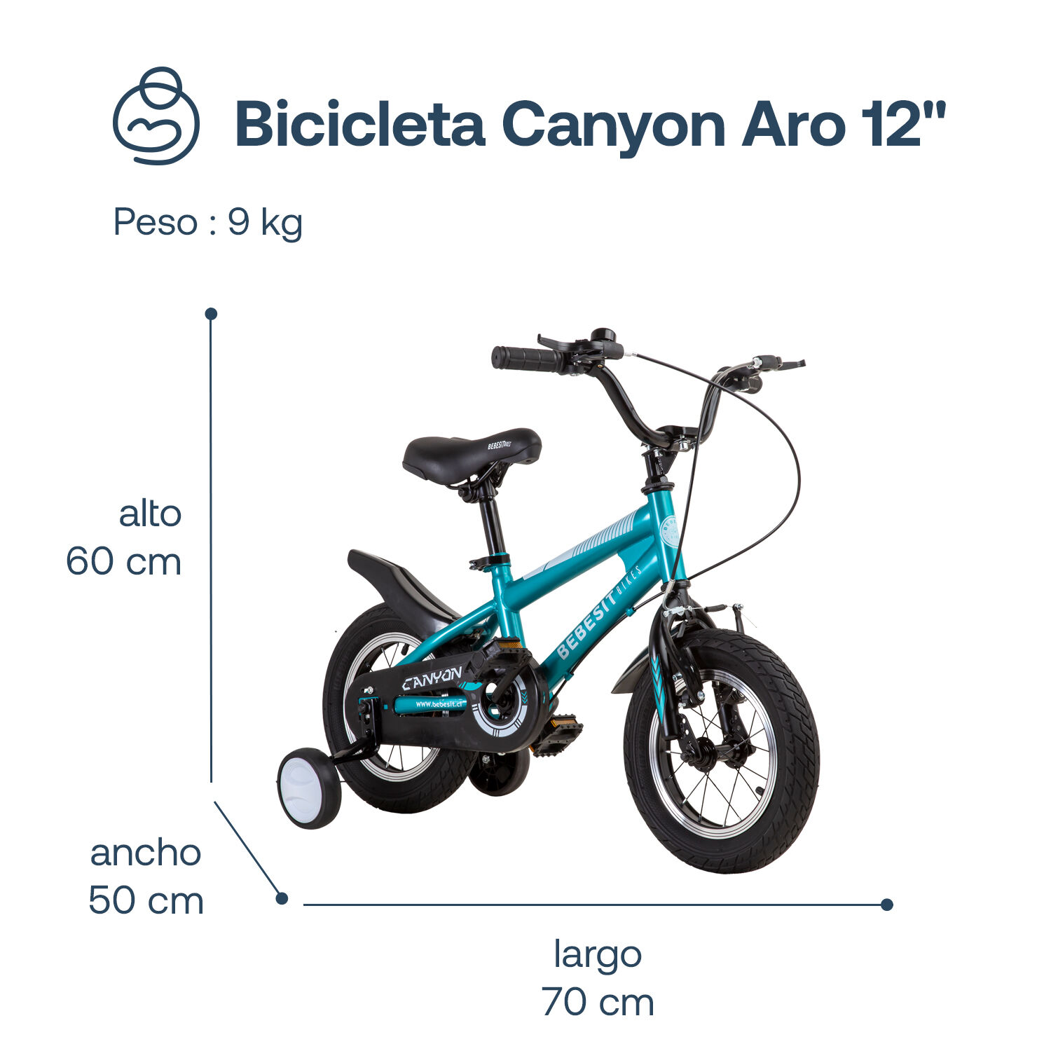 Bicicleta Canyon 12" Verde Cubre Cadena Ni&ntilde;os 4-10 A&ntilde;os image number 6.0