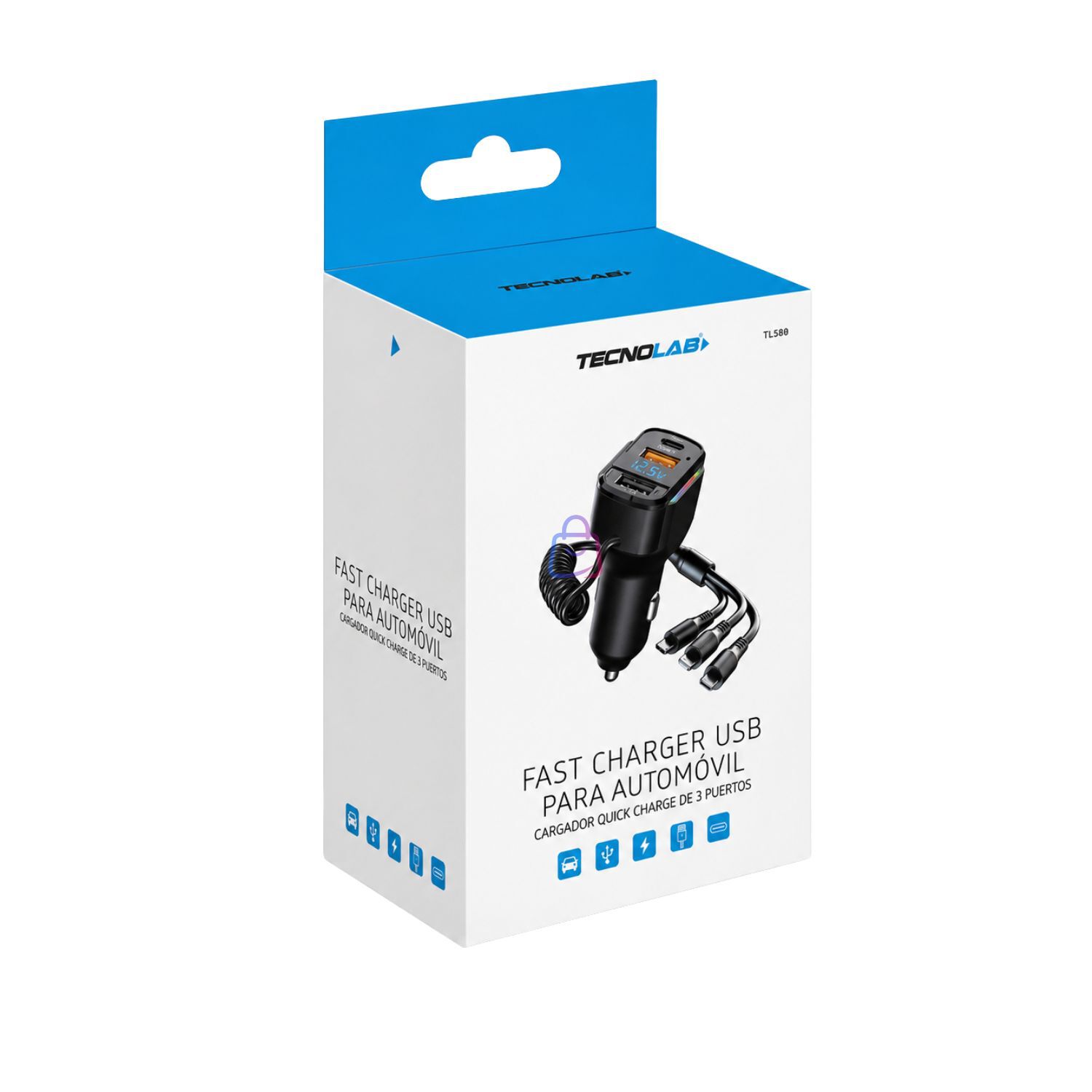 Cargador Auto Rgb Usb Pd 36/65w Cable 3 En 1 - Ps image number 3.0