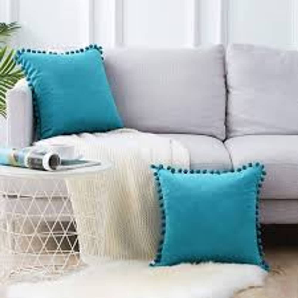 Set De 2 Cojines De Terciopelo Con Pompones image number 2.0