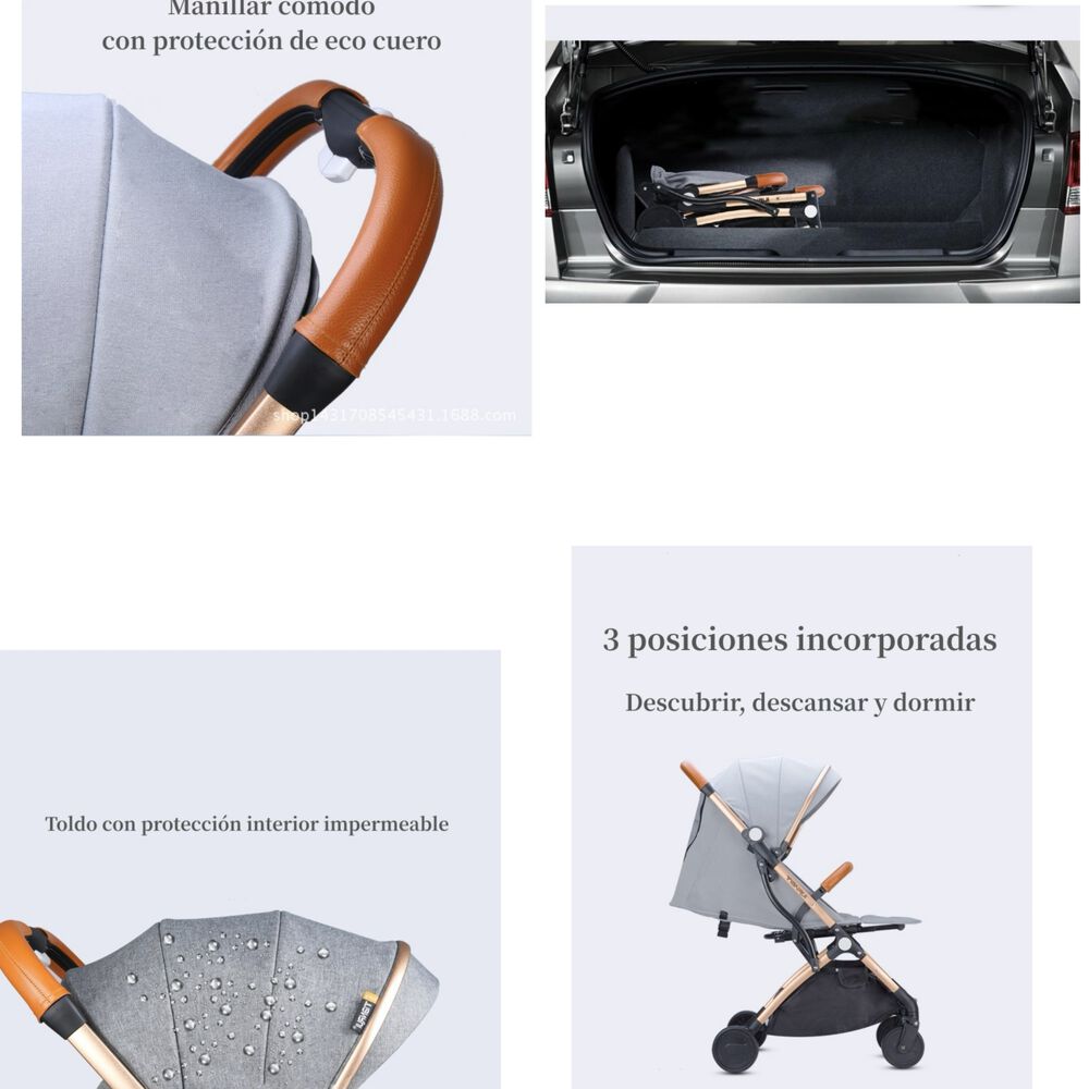 Coche De Paseo Aluminio Con Accesorios Lubabycas Negro image number 4.0