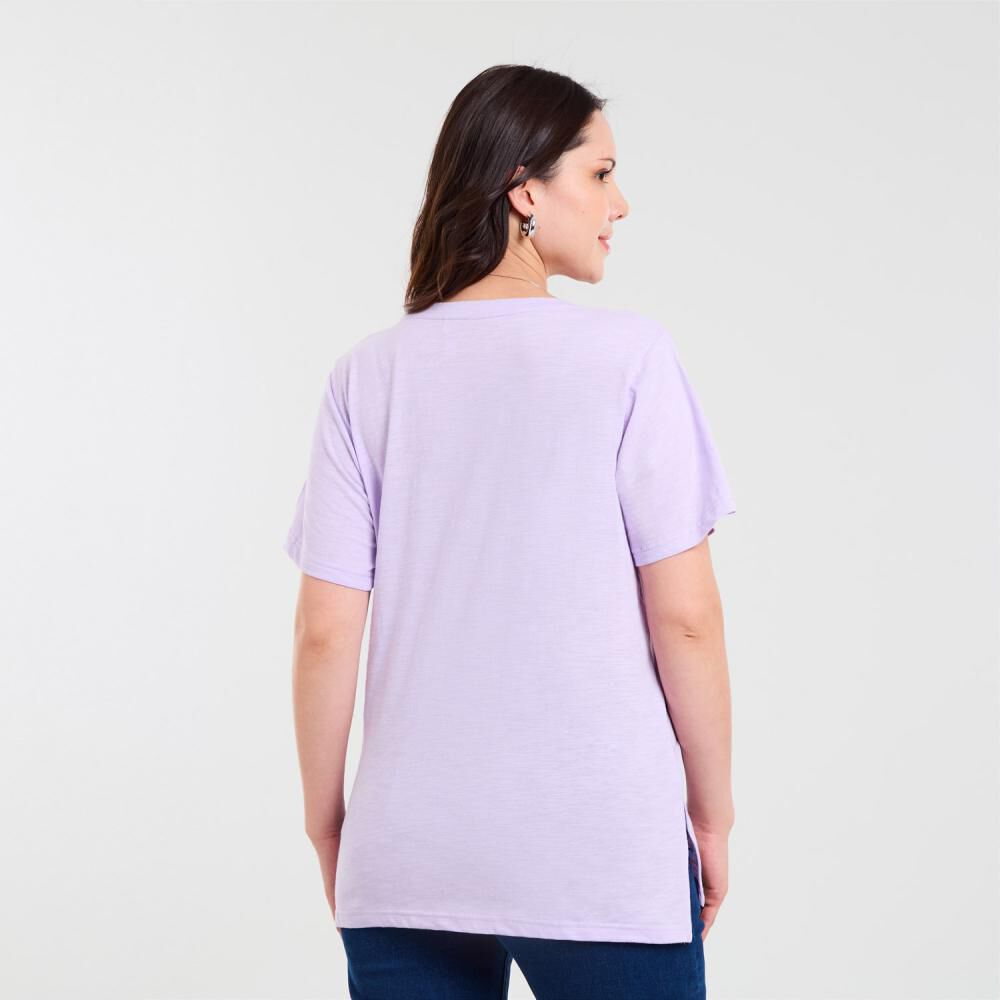 Polera Lisa Estampado Delantero Manga Corta Cuello Redondo Mujer Sexy Large image number 3.0