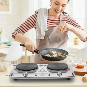 Cocina El&eacute;ctrica Port&aacute;til 2 Platos 2000w De Potencia Acero Inoxidable