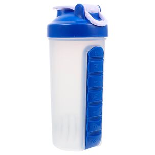 Botella De Agua 600ml + Pastillero Organizador De Pastilla Azul